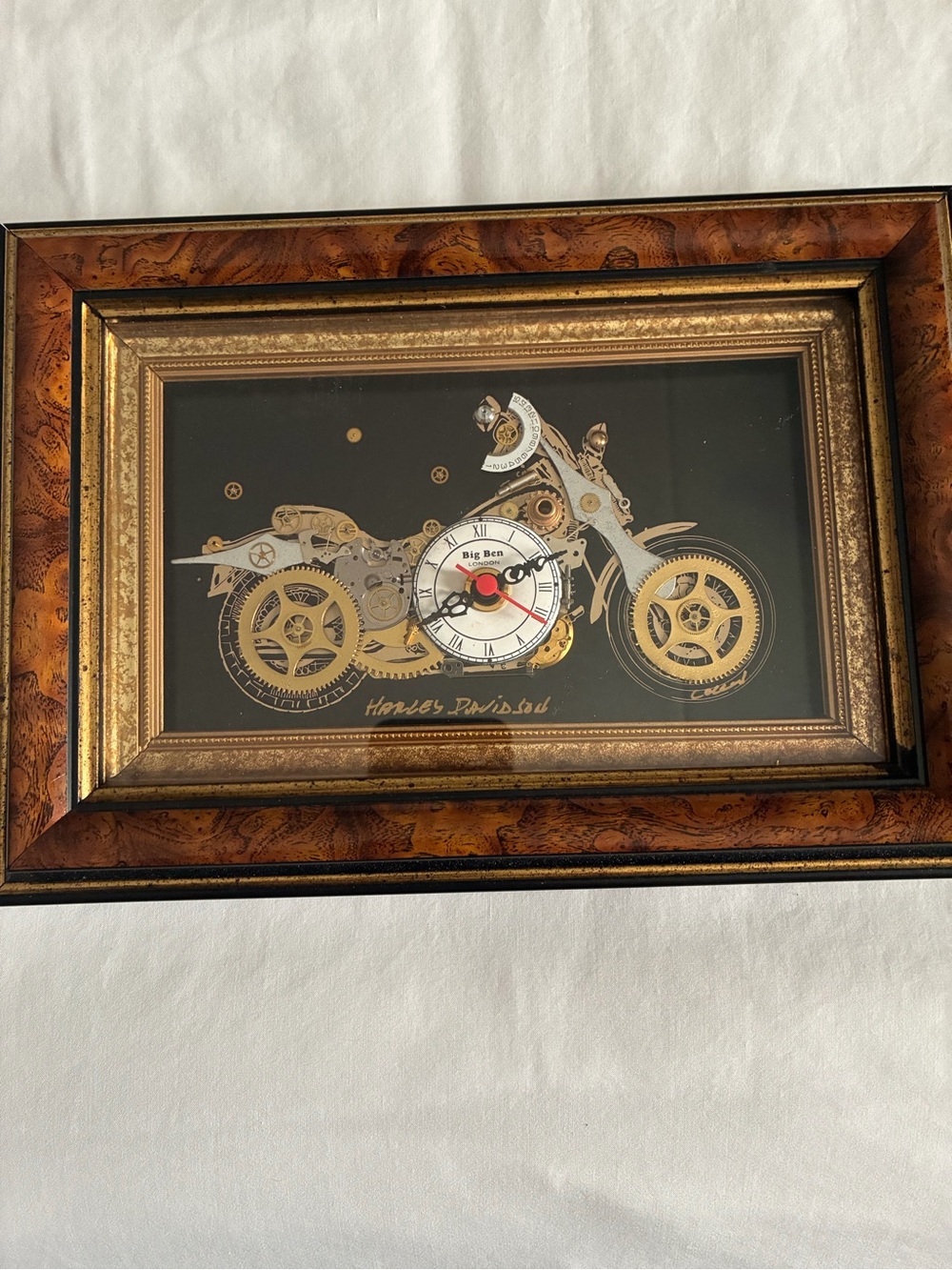 RARE VINTAGE COLLINS LONDON STUDIO HARLEY DAVIDSON CLOCK WITH COA